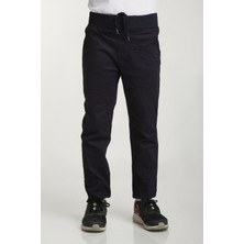 Nacar Store Okul Pantolonu Lastikli Ribana Bel Slim Fit Kanvas Erkek Çocuk Pantolonu Orta Kalınlıkta Dokuma