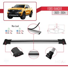 Ford Ranger (P703) 2022-2024 Arası ile Uyumlu Fly Model Ara Atkı Tavan Barı Gri 3 Adet
