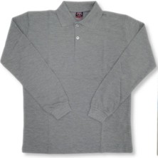 Dragora Uzun Kollu Gri Polo Yaka T-Shirt Kız Çocuk İçin Penye Malzemeden Günlük Stil 9 Yaş