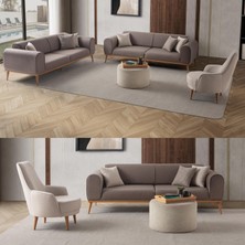 Edsy Home Rebull 3+3+1 Koltuk Takımı Kahverengi + Sütlü Kahve