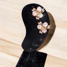 Iri Çiçek Detaylı Taşlı Şık Bijuteri Küpe