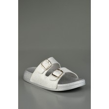 Yumuşak Tabanlı Ortopedik Gümüş Simli Şık Terlik