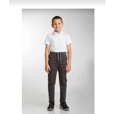 Beli Ribanalı Lastıkli Lıkralı Canvas Okul Pantolonu