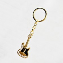 Ünsa Anahtar Anahtarlık Gitar Çanta Aksessuarı Anahtarlık Taşlı Altın Sarısı