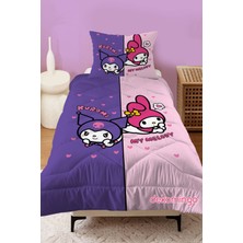 Mor ve Pembe Kuromi My Melody Desenli Kapitone Yorgan
