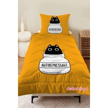 Anti Depresan Kara Kedi Bebek ve Çocuk Odası Kapitone Yorgan