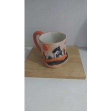 Özel Kupa Seramik 12X9,5CM Kabartmalı Desenli Mug Çay Kahve Sunum 1 Adet