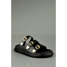 Anotomik Tabanlı 3 Kemerli Siyah  Rahat Terlik