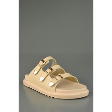 Anotomik Tabanlı 3 Kemerli Krem Rahat Terlik