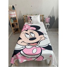 Pembe Puanlı Mini  Bebek ve Çocuk Baza Pike Takımı ve Yastık Kılıfı ( Tek Kişilik )