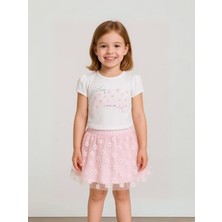 Kız Çocuk Çiçek Desenli Etekli Takım