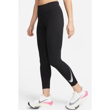 Nike Dri Fit Fast Mid Rise 7/8 Running 3 Cepli Kadın Tayt Siyah