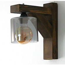 Otantik Çarşı Ahşap Aplik Füme Camlı