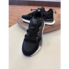 1093 Siyah Hakiki Deri Erkek Sneakers