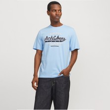 Jack & Jones  Logo O Neck 2 Col Erkek Mavi Yuvarlak Yaka Tişört