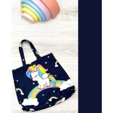 Cg Kids Kız Çocuk Unicorn Baskı Detaylı Plaj Çantası Hediyeli Bikini Alt Üst Takım