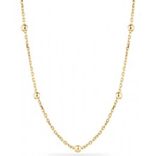 Gold Kaplama Top Detay Minimal Zincir Kolye