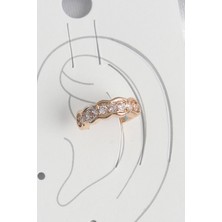 Pirinç Gold Renk Zirkon Taşlı Kadın Kıkırdak Küpe - TJ-BKP10571