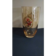 Italyan Çiçek Desenli El Dekor Elde Yıkanır Cam Vazo Romantica Bal 1 Adet