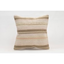 El Yapımı Kilimden Yapılmış Vintage Kırlent Kılıfı, Yün, 40X40 cm