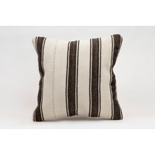 El Yapımı Kilimden Yapılmış Vintage Kırlent Kılıfı, Yün, 40X40 cm