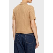 Tommy Hilfiger Pamuklu Regular Fit Düğmeli Polo Yaka Kısa Örme Kazak Bayan Kazak WW0WW43957 Rbc