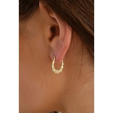 14 Ayar Altın Desenli U Küpe