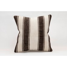 El Yapımı Kilimden Yapılmış Vintage Kırlent Kılıfı, Yün, 40X40 cm