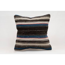 El Yapımı Kilimden Yapılmış Vintage Kırlent Kılıfı, Yün, 40X40 cm