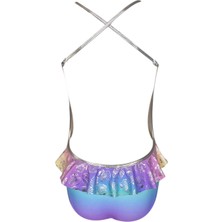 Look Me Askılı Parlak Dokulu Deniz Kabuğu Desenli Multi-Fırfırlı 50UV Kız Çocuk Mayo By Nessi Byrd