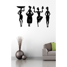 Siyah Ahşap 4 Parça Afrikalı Kadınlar Duvar Dekoru Salon Oturma Yatak Odası Ofis Için 50X70 Mdf Tablo