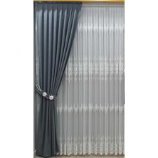 Perde Pendik Desenli Kalın Tül Perde Ekru Kırık Beyaz 270 x 280 cm Salon Kullanımı İçin