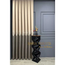 Krem - Taş, Pano Fon Perde, Lüks Desenli Perde,blackout 1*3 Sık Pile,(Tek Kanat)