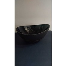 Siyah Cam Tabak Alt 13CM Üst 29,5X27,5CM Yükseklik 11CM Çorba Kase 1 Adet