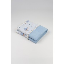 Pufien 90 x 90 Ponponlu Desenli Çift Yönlü Müslin Bebek Örtüsü, Çok Amaçlı Waffle Müslin Örtü & Battaniye
