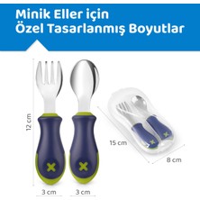 Guqqo Bebek Çatal Kaşık Seti, Paslanmaz Çelik, Mavi