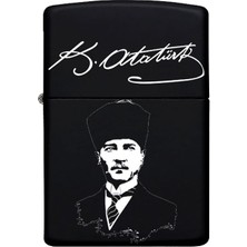 Atatürk Imzalı Kişiye Özel Isimli Benzinli Siyah Metal Çakmak 22