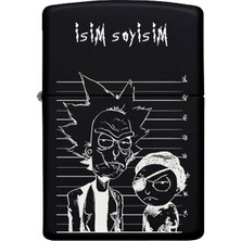 Melek Pazarı Rick And Morty Desenli Kişiye Özel Isimli Benzinli Siyah Metal Çakmak