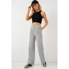 Arben Boutique 6638 Yüksek Bel Palazzo Pantolon - A.gri