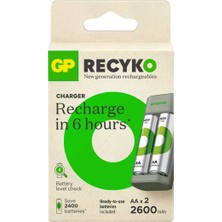 Gp Recyko E221 2 x 2600 Mah R6 Aa Pilli Pil Şarj Cihazı (GP-E221/270AHCER21-2GT - CDY3824-6966