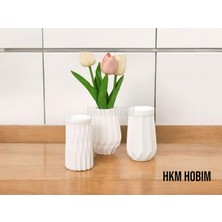 Hkm Hobim 3’lü Vazo Seti | Modern Tasarım | Dekoratif Masa ve Sehpa Aksesuarı | Dekor
