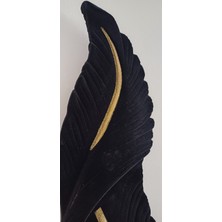 Tüy Aplik Ledli Pilli Kadife Kaplama Gold Detayli Dekoratif Duvar Aydınlatma 60X16 cm