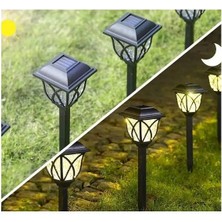 2'li Paket Güneş Enerjili ve Gece Sensörlü Dikey Çime Saplamalı Ferforje Bahçe Lambası