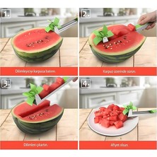 Pratik Paslanmaz Çelik Karpuz Dilimleyici - Ergonomik ve Güvenli Meyve Kesici