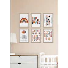 6 Parça Çocuklar Için Eğitici Fil ve Alfabe Duvar Dekoru Çocuk Odası Anaokulu Için 15X20 Tablo Seti