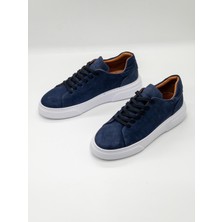 Trendche %100 Deri Günlük Erkek Sneaker RM-25001LACIVERT Nubuk