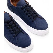 Trendche %100 Deri Günlük Erkek Sneaker RM-25001LACIVERT Nubuk