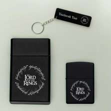 Lord Of The Rings Desenli Kişiye Özel Isimli Sigara Kutusu, Benzinli Çakmak ve Anahtarlık Seti Lotr