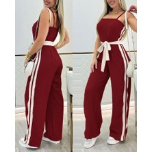 Arben Boutique Kadın Ip Askılı Straplez Belden Kuşaklı Viskon Iki Iplik Tulum