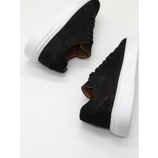 Trendche %100 Deri Günlük Erkek Sneaker RM-25001 Siyah-Beyaz Nubuk